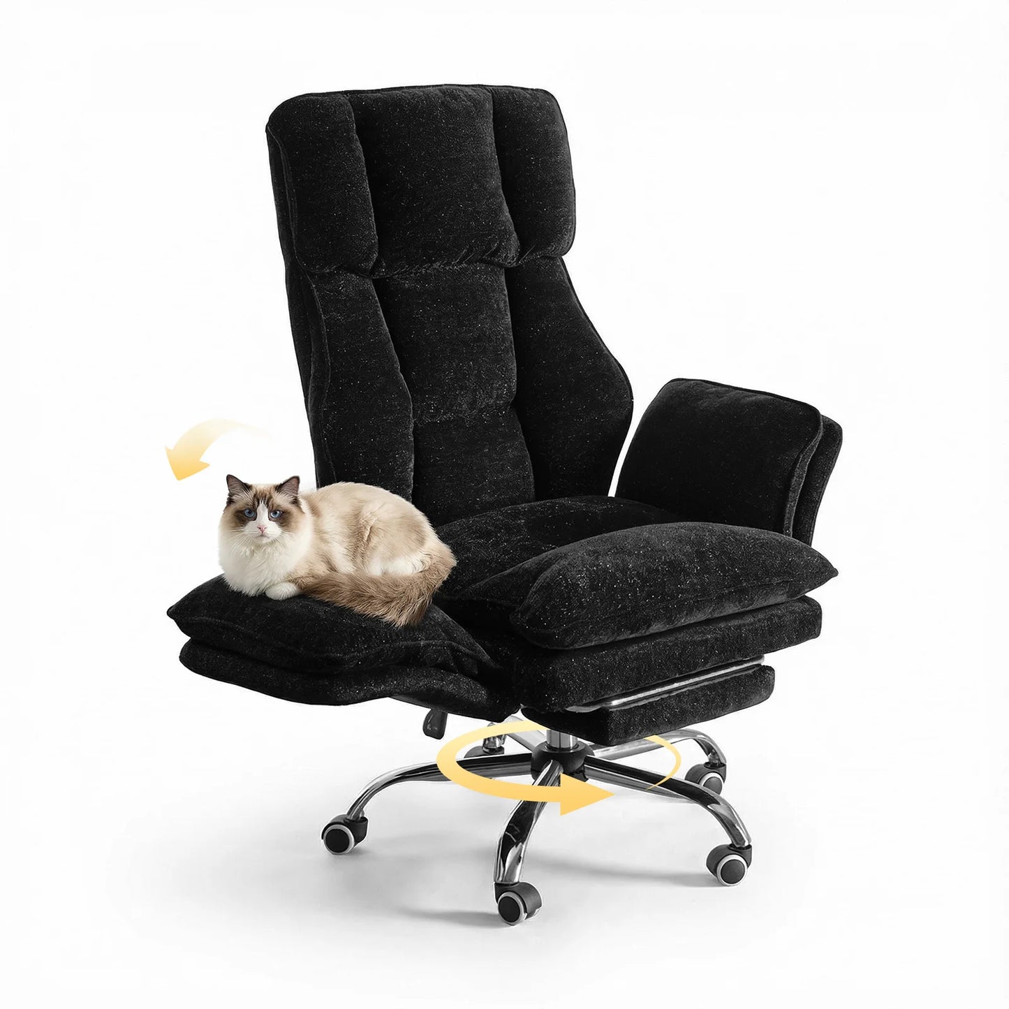 Big and Tall Office Chair,Flip Armrests for Pets & Cross Legged Sitting,Executive Ergonomic Computer Gaming Chair with Foot Rest