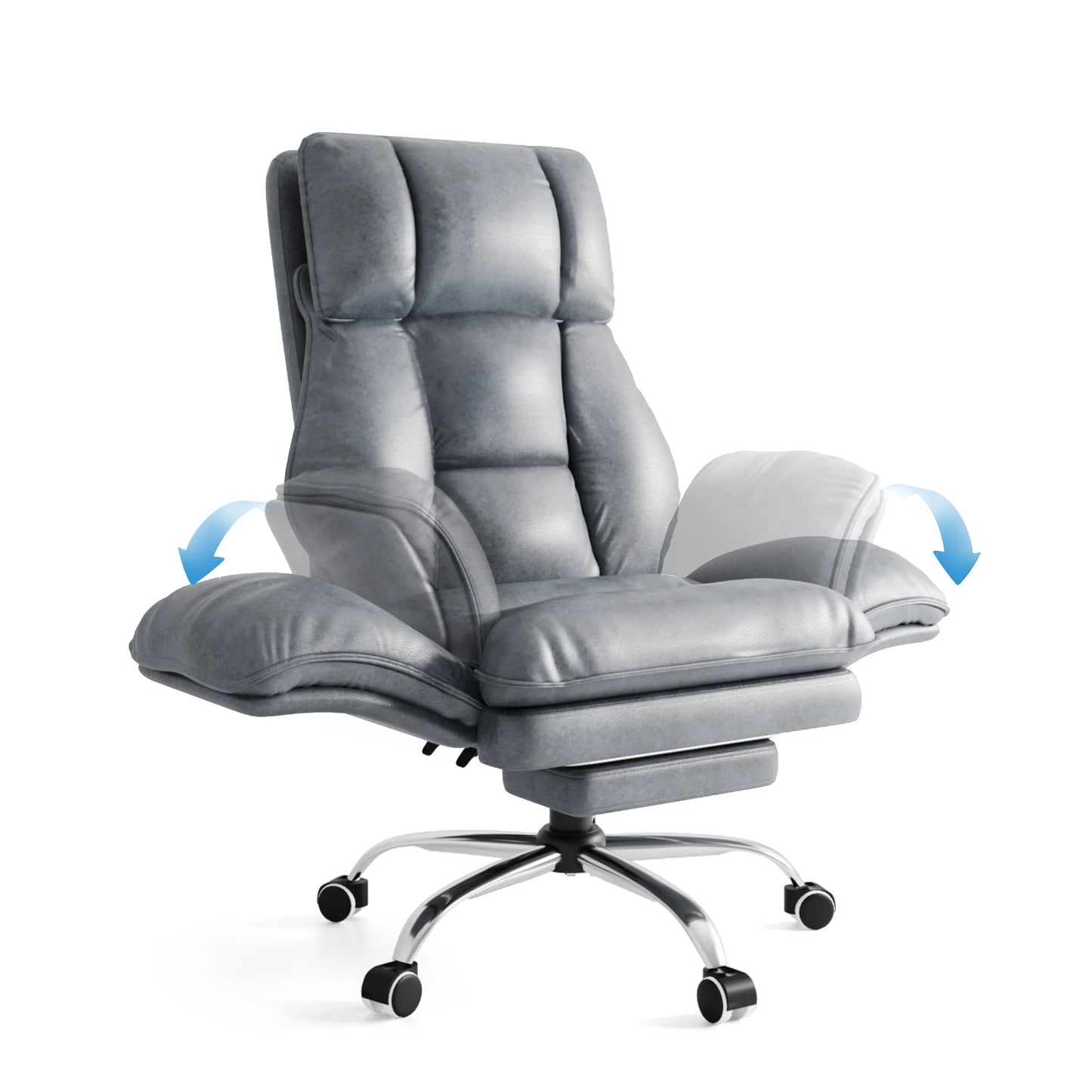 Big and Tall Office Chair,Flip Armrests for Pets & Cross Legged Sitting,Executive Ergonomic Computer Gaming Chair with Foot Rest