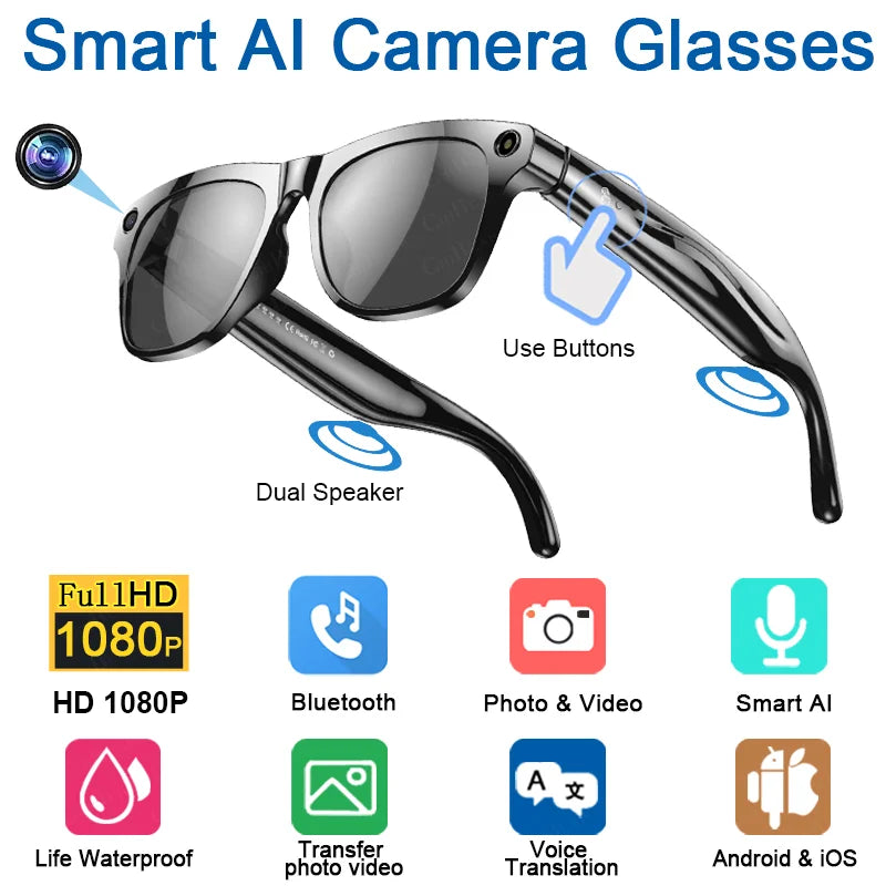 Xiaomi 4K HD AI Smart Glasses Chat GPT 100MP Camera Bluetooth Call 260Mah Battery Voice Assistant  Control Smart Glasses 2025