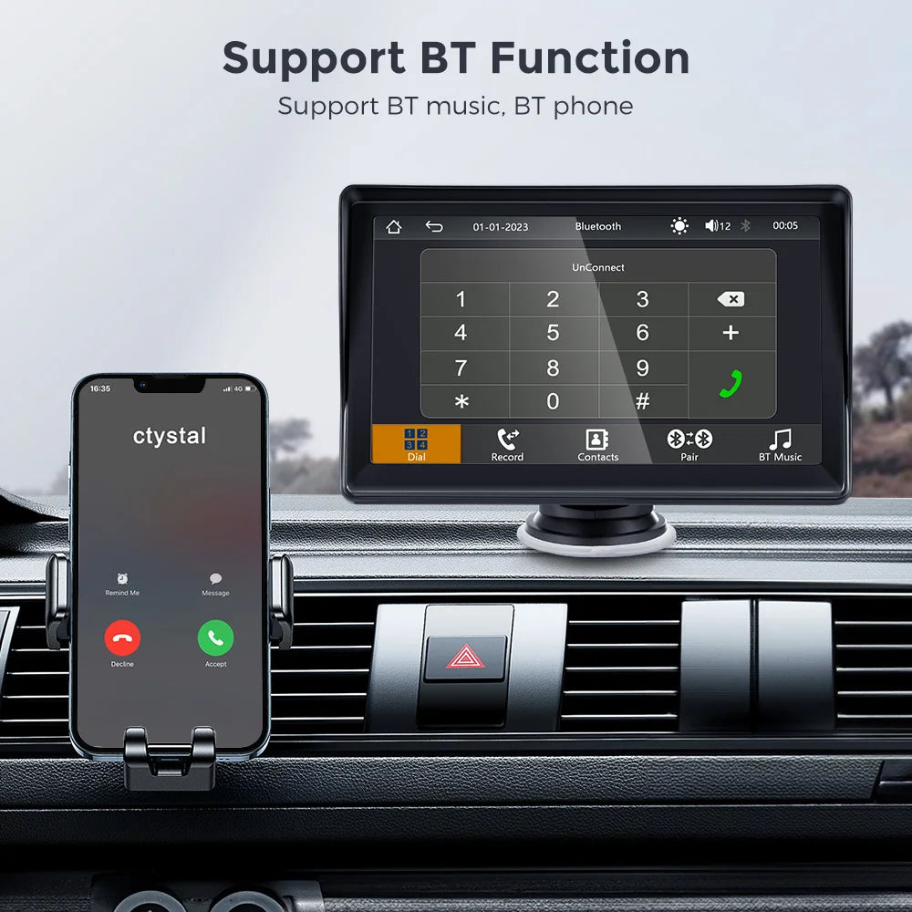 Car Radio 7 Inch Wireless CarPlay Android Auto Portable Car Stereo Multimedia Player With FM Transmitter BT WiFi AUX USB Screen