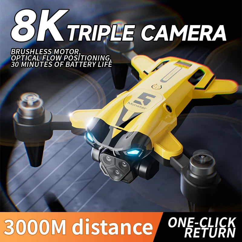 Xiaomi M5 Drone 8K Professional HD Triple Camera Brushless Motor Optical Flow Positioning Foldable Quadcopter RC Drone Toy New