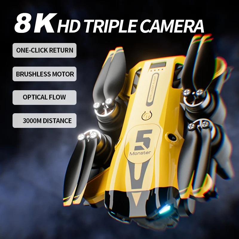 Xiaomi M5 Drone 8K Professional HD Triple Camera Brushless Motor Optical Flow Positioning Foldable Quadcopter RC Drone Toy New