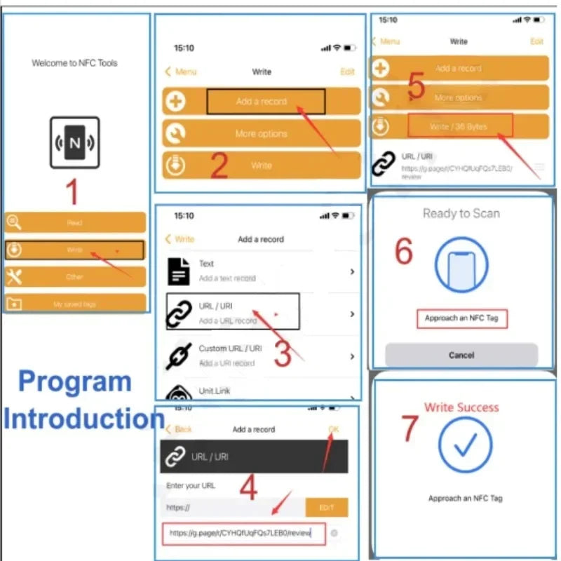 NFC215 Programmable QR Code for Google Review Card NFC Station Table 13.56Mhz Can Be Independently Set To Link Standing Card
