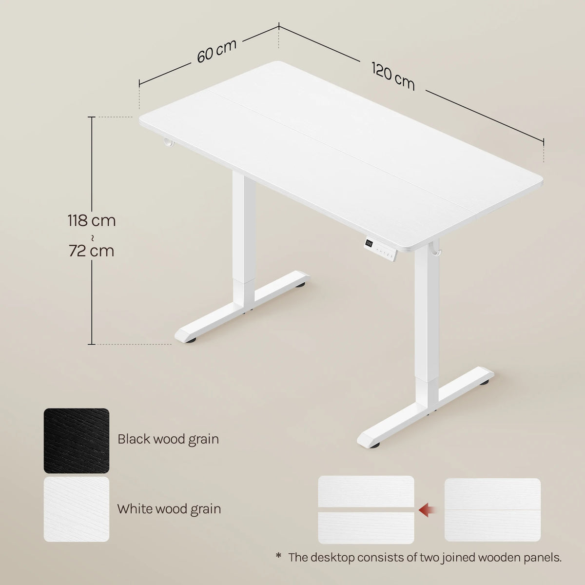 WOLTU Height-Adjustable Computer Desk Electric Gaming Table with 3 Memory Heights Collision Protection for Home Office Study