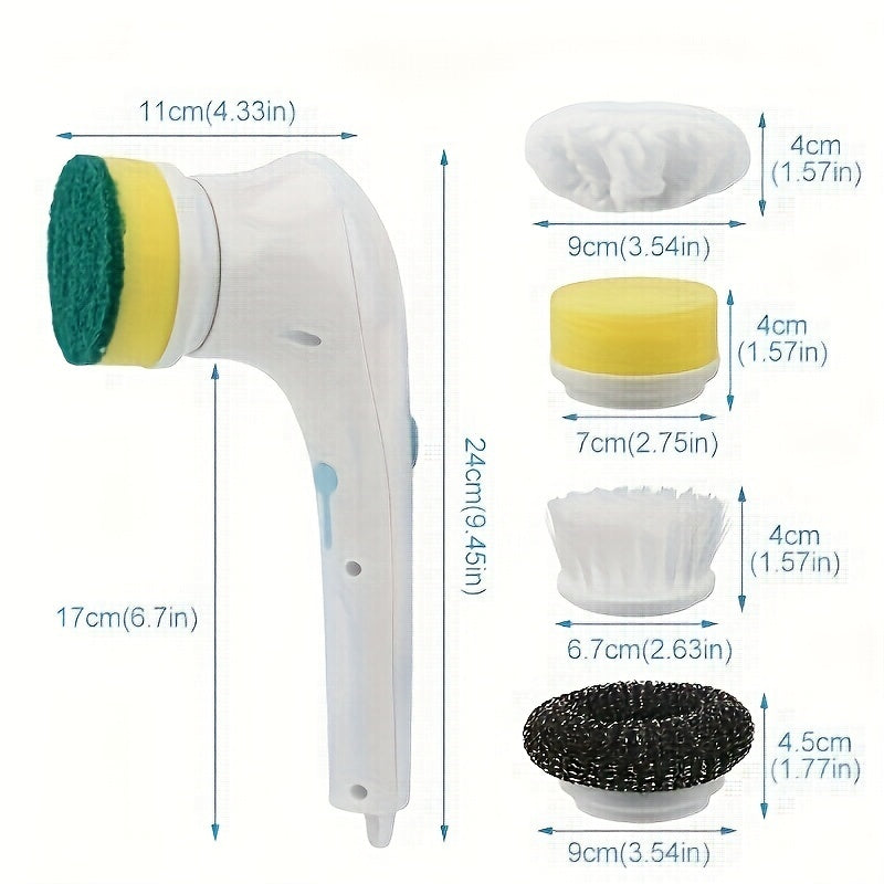 Set, Electric Scrubber With 5 Replaceable Brush Heads, Portable Spin Scrubber, Cordless Handheld Cleaning Brush For Bathroom/Tub/Wall Tiles/ Floor/Kitchen